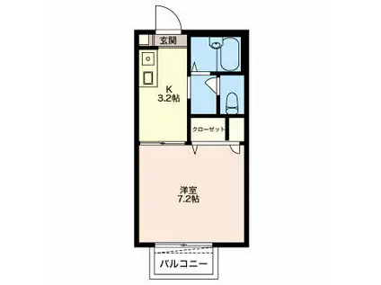 ラグーナヒル(1K/1階)の間取り写真