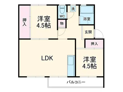 花見川団地7-4棟(2LDK/4階)の間取り写真