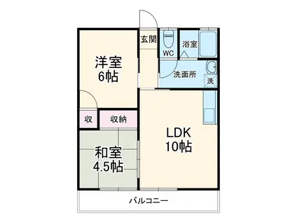 コーポ御前崎第1(2LDK/1階)の間取り写真