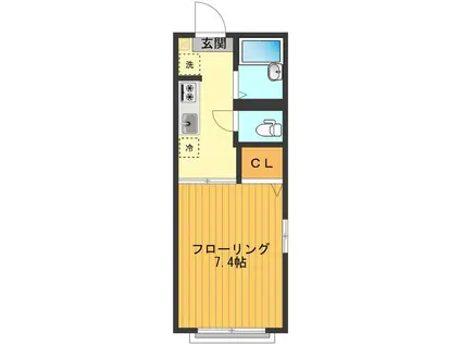 メルベーユ(1K/2階)の間取り写真