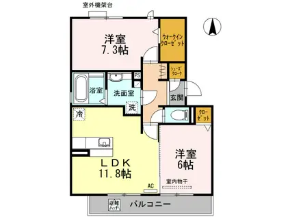 コンコルディアかみやしろ ノース(2LDK/1階)の間取り写真
