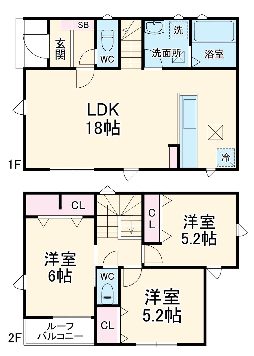 名鉄三河線 碧南中央駅 徒歩48分 2階建 築1年(3LDK)の間取り写真