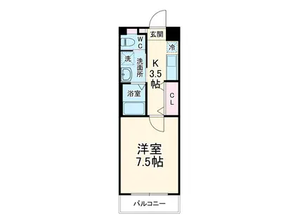 ディア・石橋(1K/1階)の間取り写真