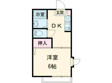ジュネスヤマモト(1DK/2階)の間取り写真