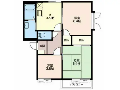 コーポマリ(3K/1階)の間取り写真