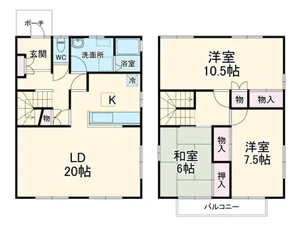 豊橋鉄道渥美線 小池駅 徒歩20分 2階建 築33年(3LDK)の間取り写真