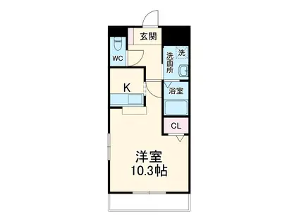 ピアリー外新(1K/2階)の間取り写真