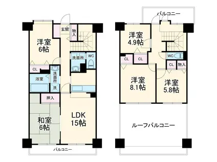 サンアメニティーキャッスル岡崎パークタワー(5LDK)の間取り写真