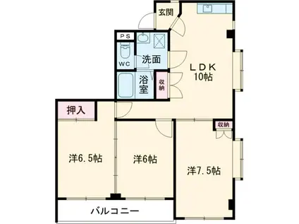 朝日屋ハイツⅡ(3DK/3階)の間取り写真