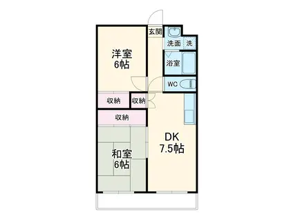 コーポ内山Ⅱ(2DK/1階)の間取り写真