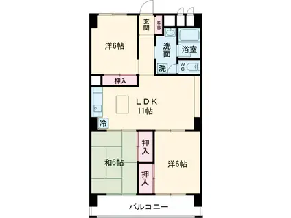 京王柴崎コーポラス(3LDK/8階)の間取り写真