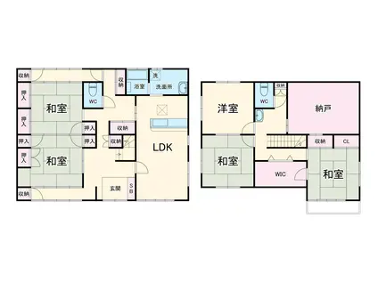 名鉄三河線 若林駅(愛知) 徒歩34分 2階建 築22年(5SLDK)の間取り写真