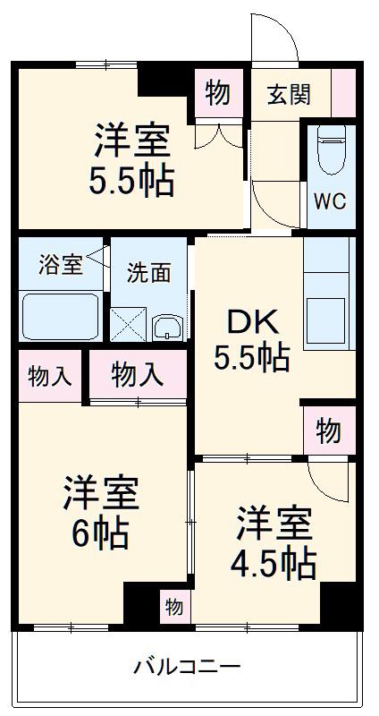 武井ハイツ(3DK/3階)の間取り写真