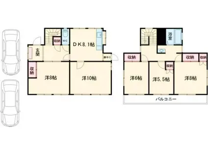 常磐線 水戸駅 徒歩52分 2階建 築50年(5DK)の間取り写真