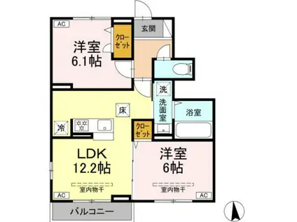 オリエンタルドエル Ⅱ(2LDK/1階)の間取り写真