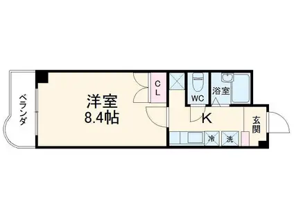 物件名非掲載(1K/1階)の間取り写真