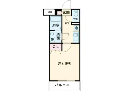 クレヴィスタ立石Ⅱ(1K/2階)の間取り写真