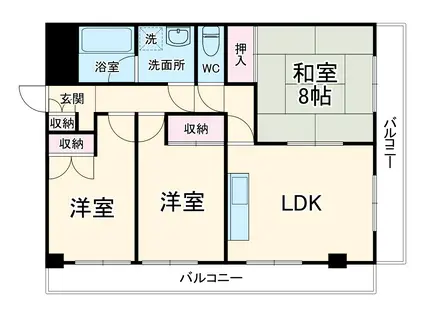 ツインヴィラ八柱Ⅱ(3LDK/1階)の間取り写真