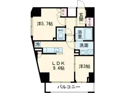 ラグゼナ北千住Ⅱ(2SLDK/12階)の間取り写真