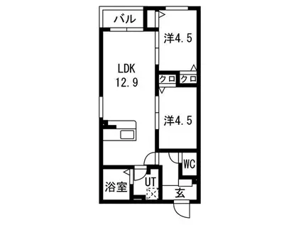 CS名塚(2LDK/3階)の間取り写真