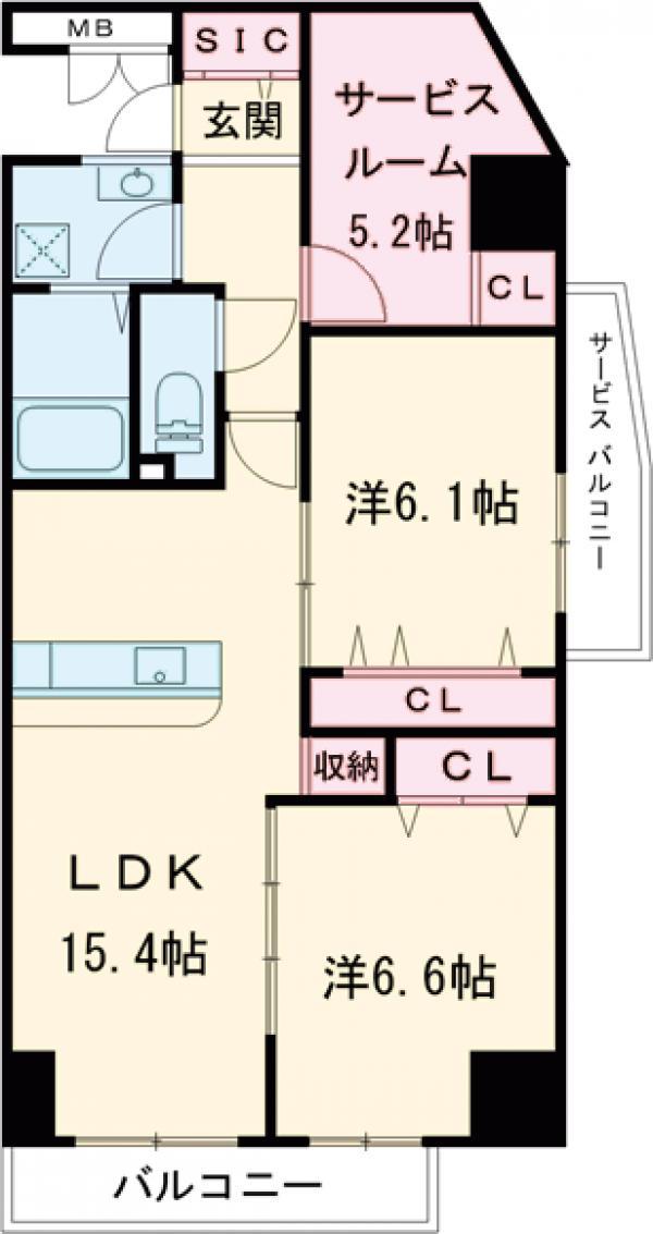 デラーノ(2SLDK/5階)の間取り写真
