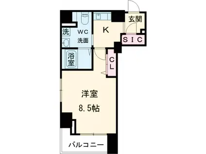 ユリカロゼ五反野Ⅲ(1K/8階)の間取り写真