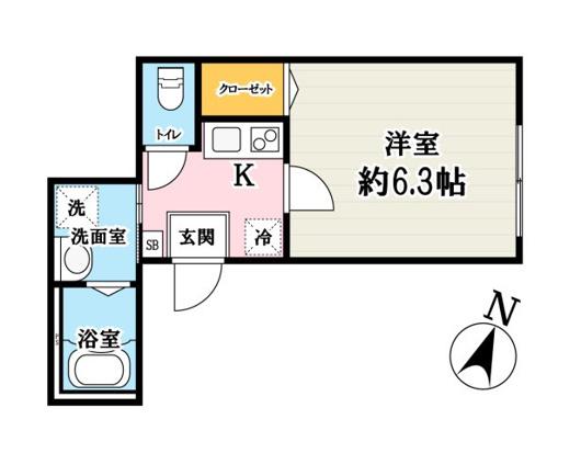 キャメル入間東藤沢2(1K/1階)の間取り写真