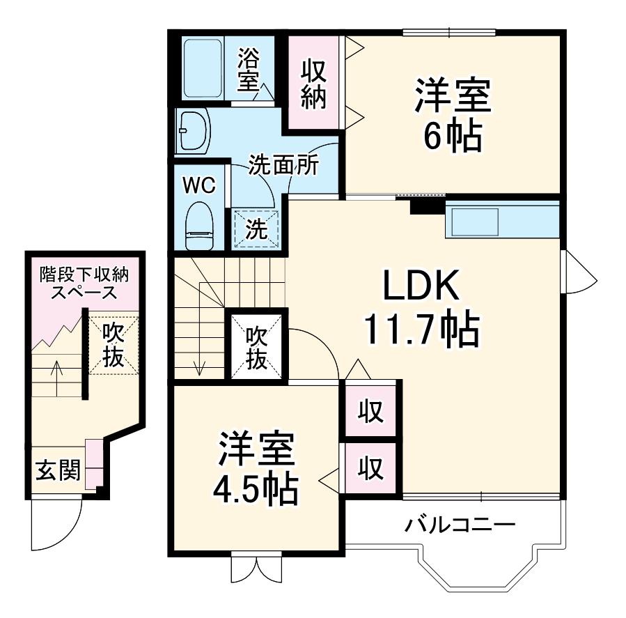 クロスローズ(2LDK/2階)の間取り写真