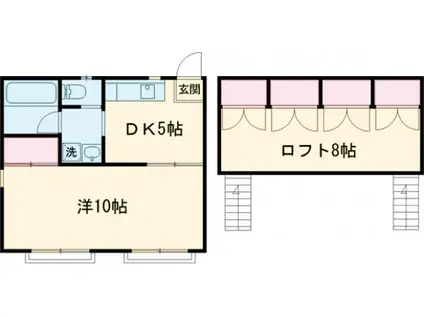 フローラルコート2(1DK/2階)の間取り写真