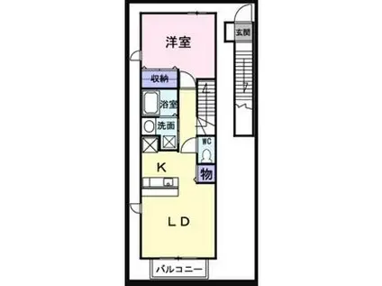 ソレアード トーレⅡ(1LDK/2階)の間取り写真