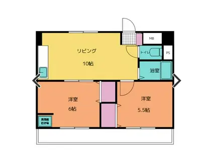 リベルナ三郷(2DK/4階)の間取り写真