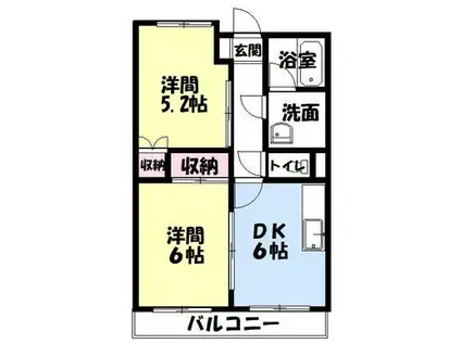 ルシェンテ(2DK/3階)の間取り写真