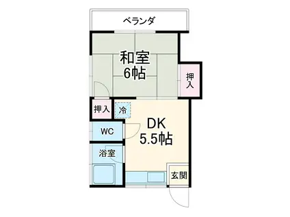 ハイツ神明台(1DK/2階)の間取り写真