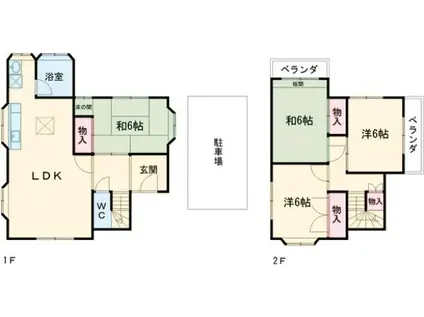 阪和線 和泉府中駅 徒歩23分 2階建 築39年(4LDK)の間取り写真