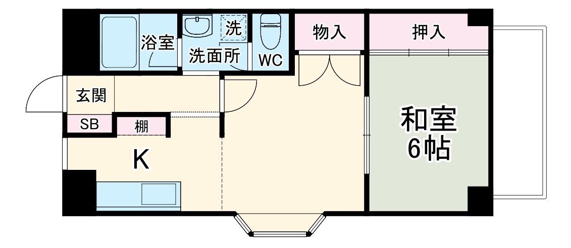 金沢文庫高野ビル(1LDK/4階)の間取り写真