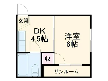アクアハイツ(1DK/1階)の間取り写真