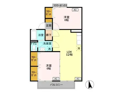 ヴィラウィロー2(2LDK/2階)の間取り写真