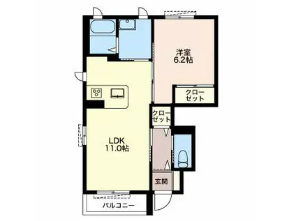 WISTERIAC(1LDK/1階)の間取り写真