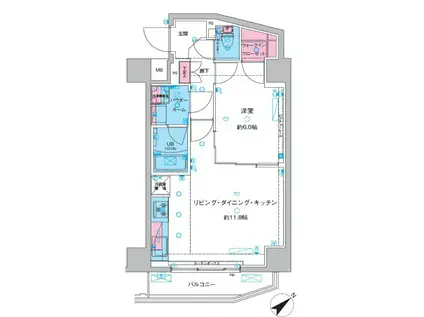 ジェノヴィア三ノ輪Ⅲスカイガーデン(1LDK/2階)の間取り写真