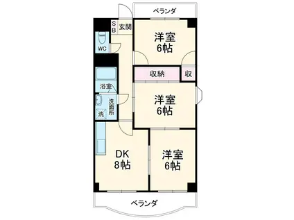 GRANDEG21K(3DK/3階)の間取り写真