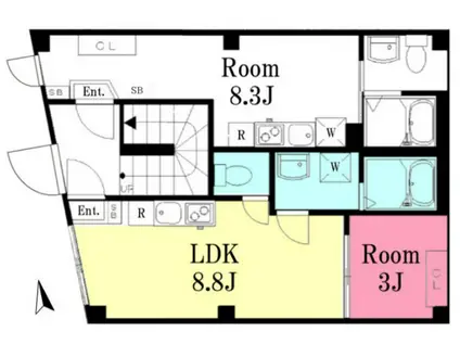 ヴィクトワール方南(1LDK/4階)の間取り写真