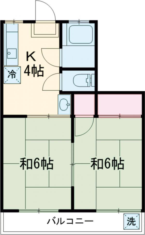 筑波荘(2K/2階)の間取り写真