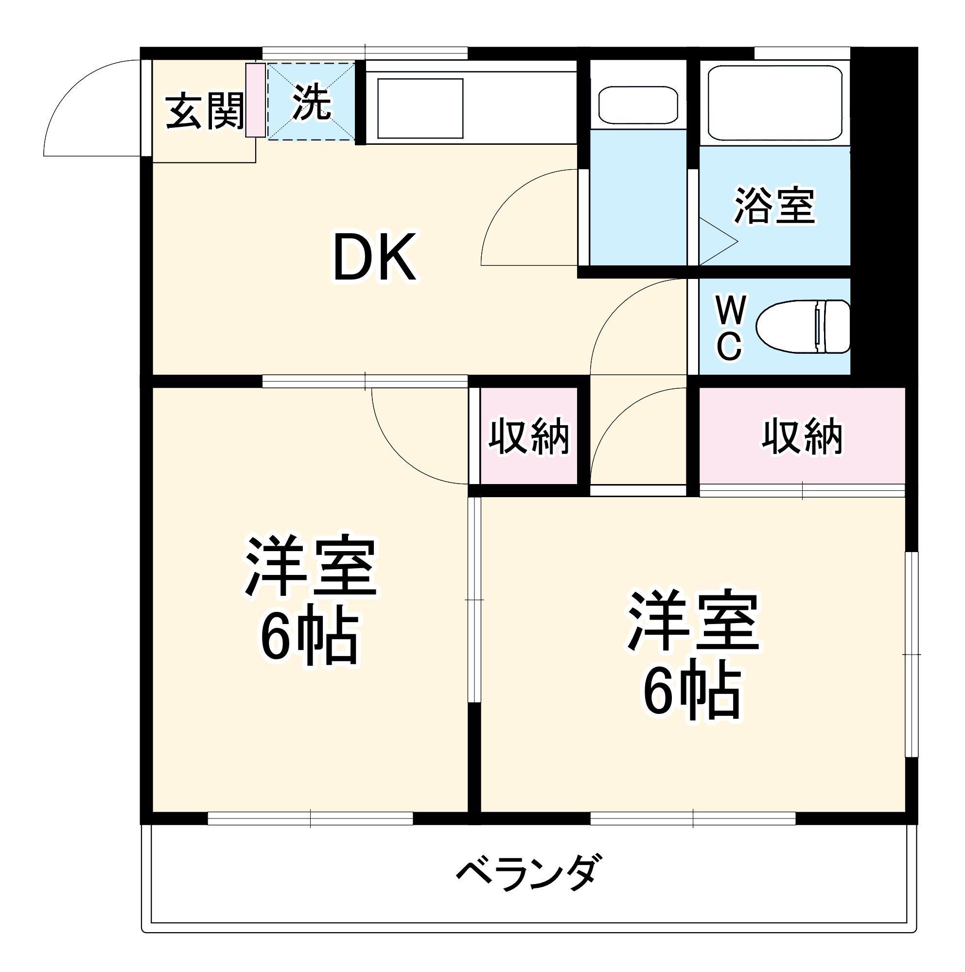 パークサイド・ヴィラ(2DK/2階)の間取り写真