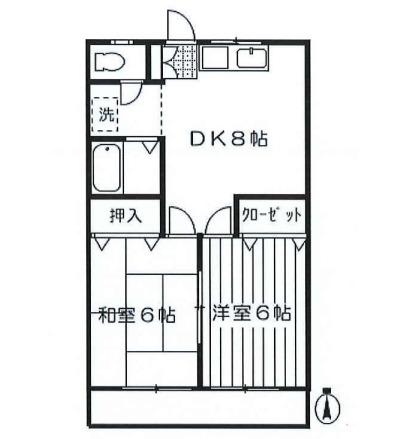 レークヒル原田(2DK/2階)の間取り写真