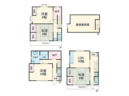 埼玉高速鉄道 鳩ケ谷駅 バス乗車時間:14分 新郷支所バス停で下車 徒歩4分 4階建 築28年(4LDK)の間取り写真
