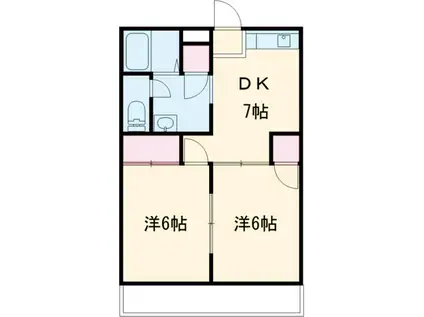 クレアボヌール(2DK/1階)の間取り写真