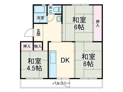 西小中台団地(3DK/3階)の間取り写真