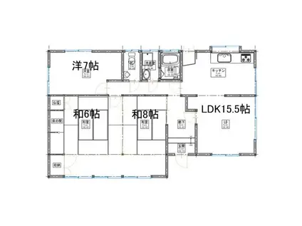 名鉄犬山線 布袋駅 徒歩32分 1階建 築46年(3LDK)の間取り写真