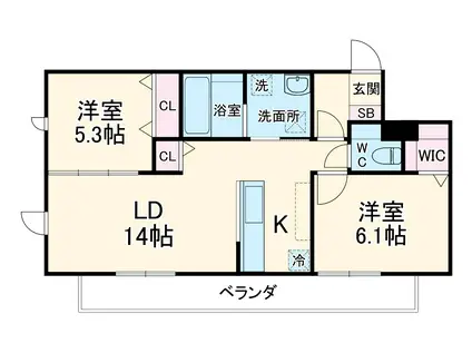 CASA IN COLLINA(2LDK/1階)の間取り写真