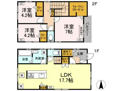 IORI Ⅴ棟(3LDK/1階)の間取り写真